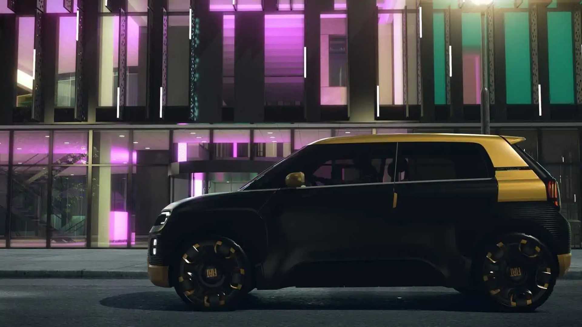 Lateral do Fiat Panda 2024 à noite