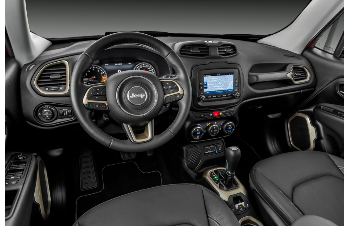 Detalhes do volante e do interior do Jeep Renegade 2024