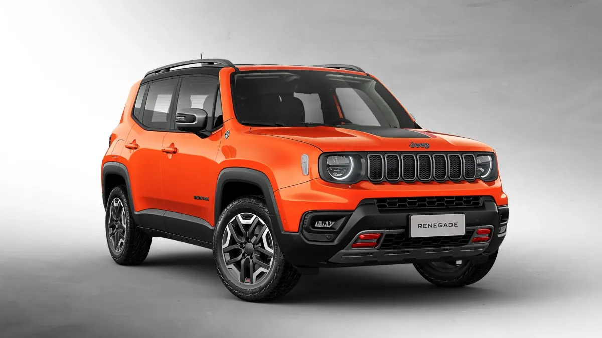 Visual externo do Jeep Renegade 2024 na cor laranja