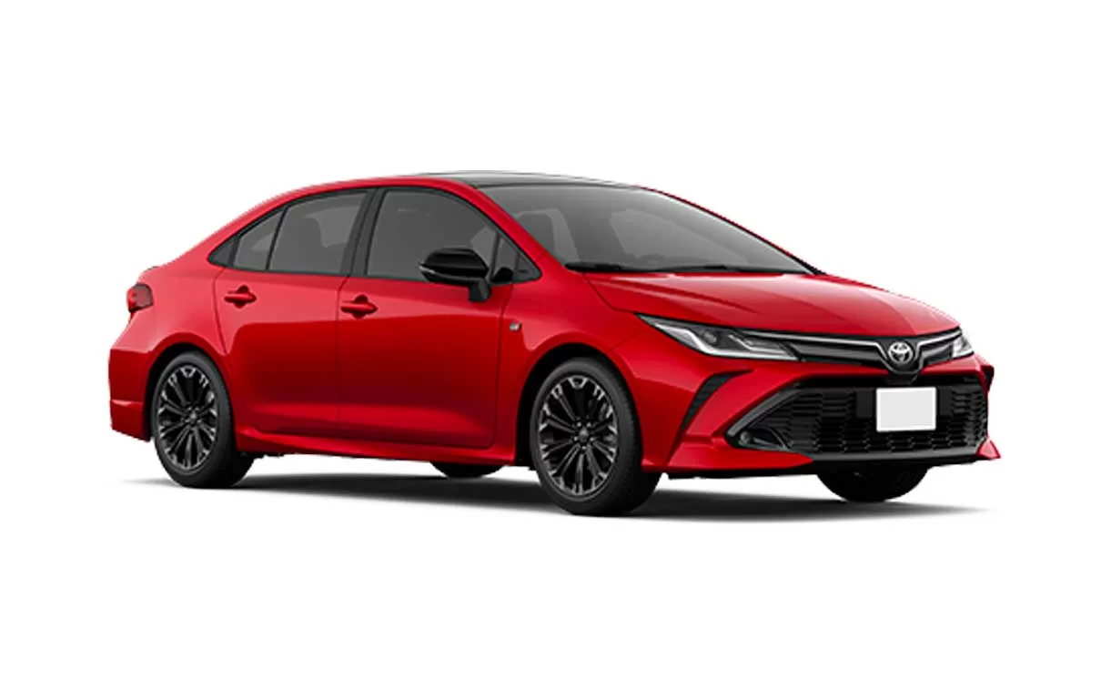 Visual externo do Toyota Corolla GR Sport 2024 na cor vermelha