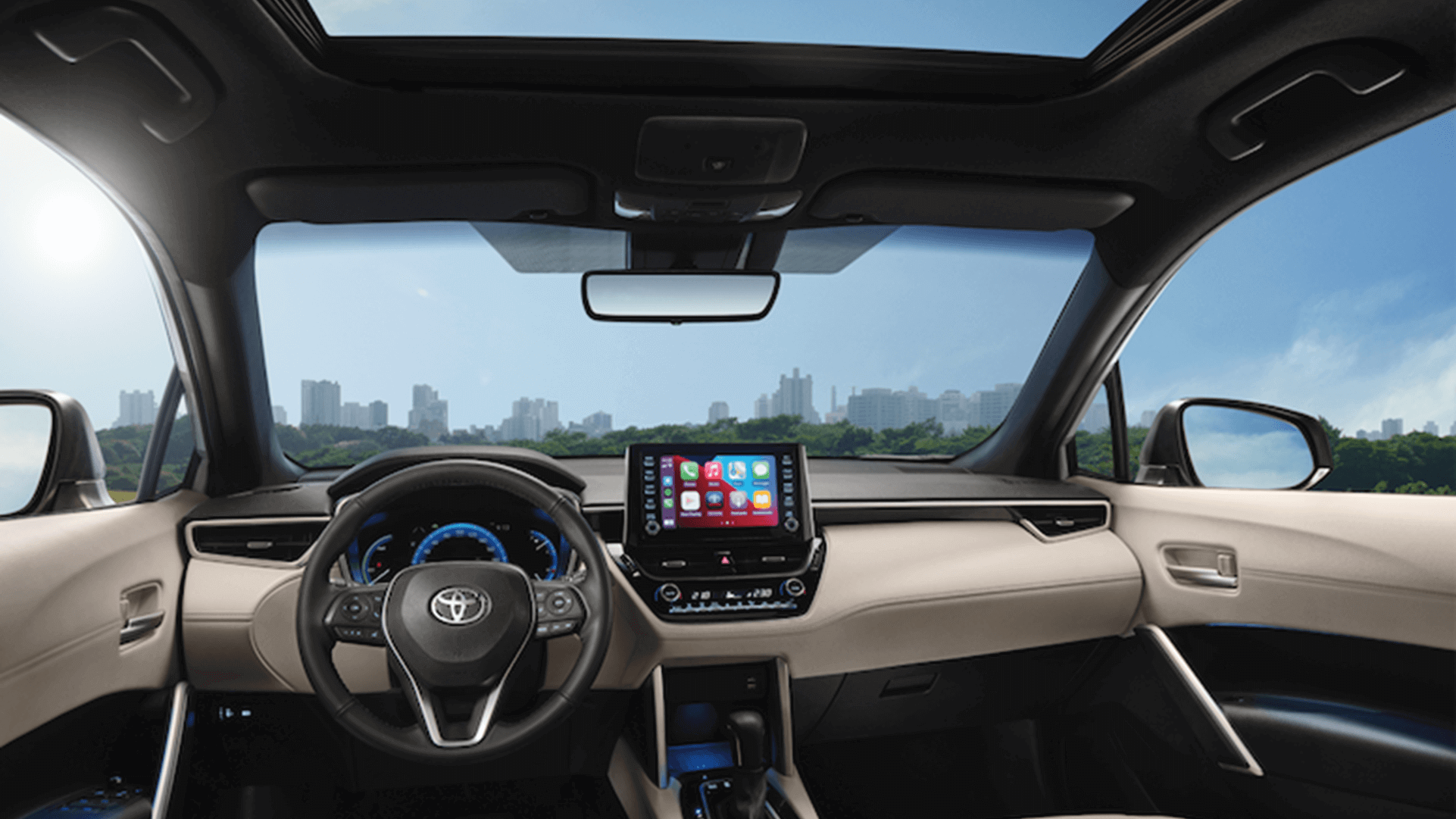 Interior com acabamento premium do Toyota Corolla XRE Cross 2024