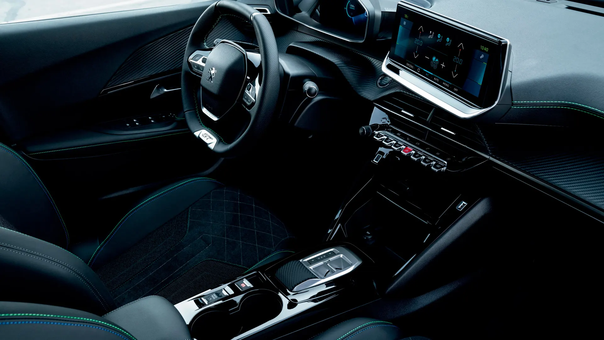 Foto do interior do elétrico da Peugeot 