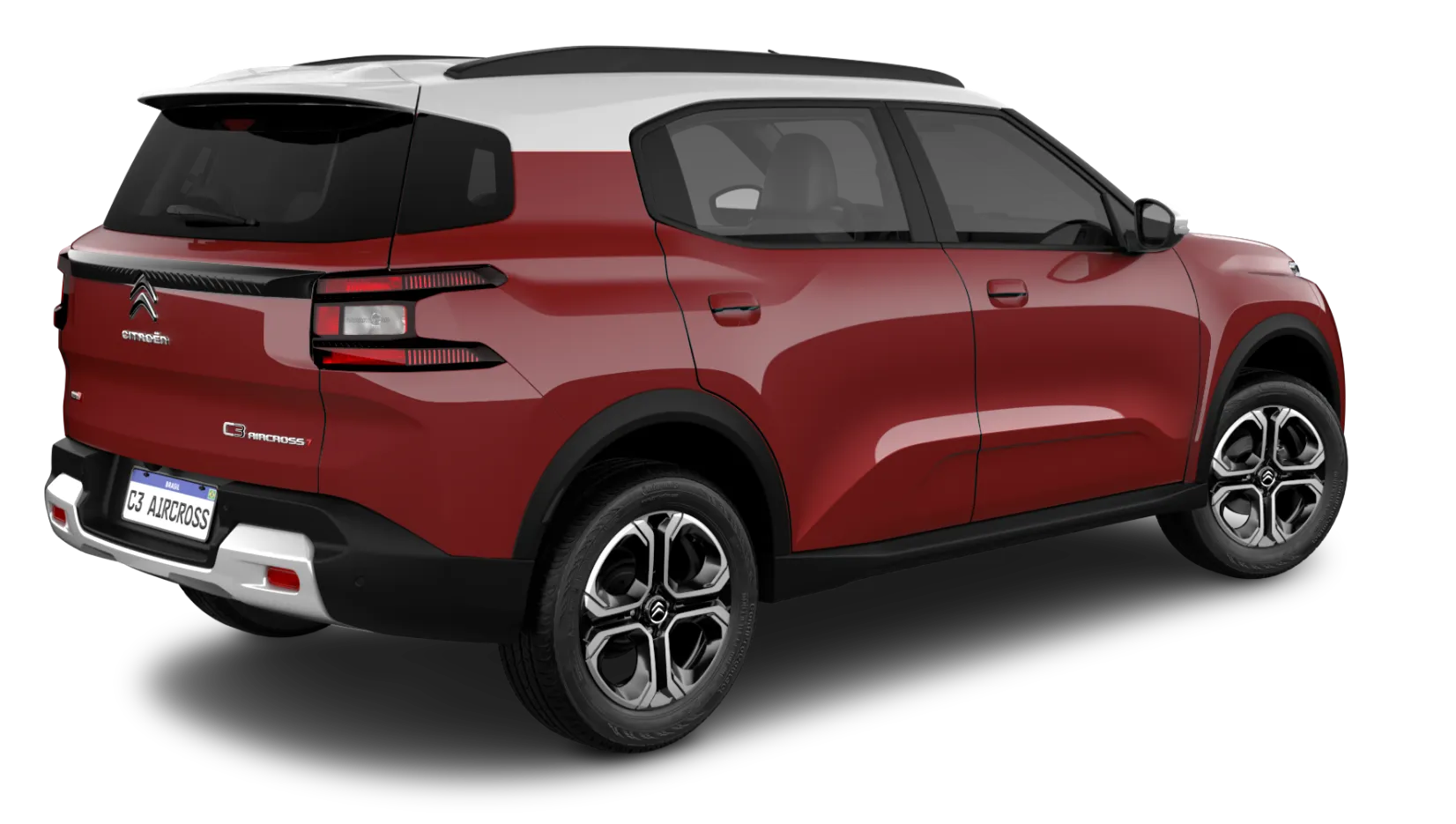 Diagonal lateral direita e traseira novo Citroën Aircross vermelho